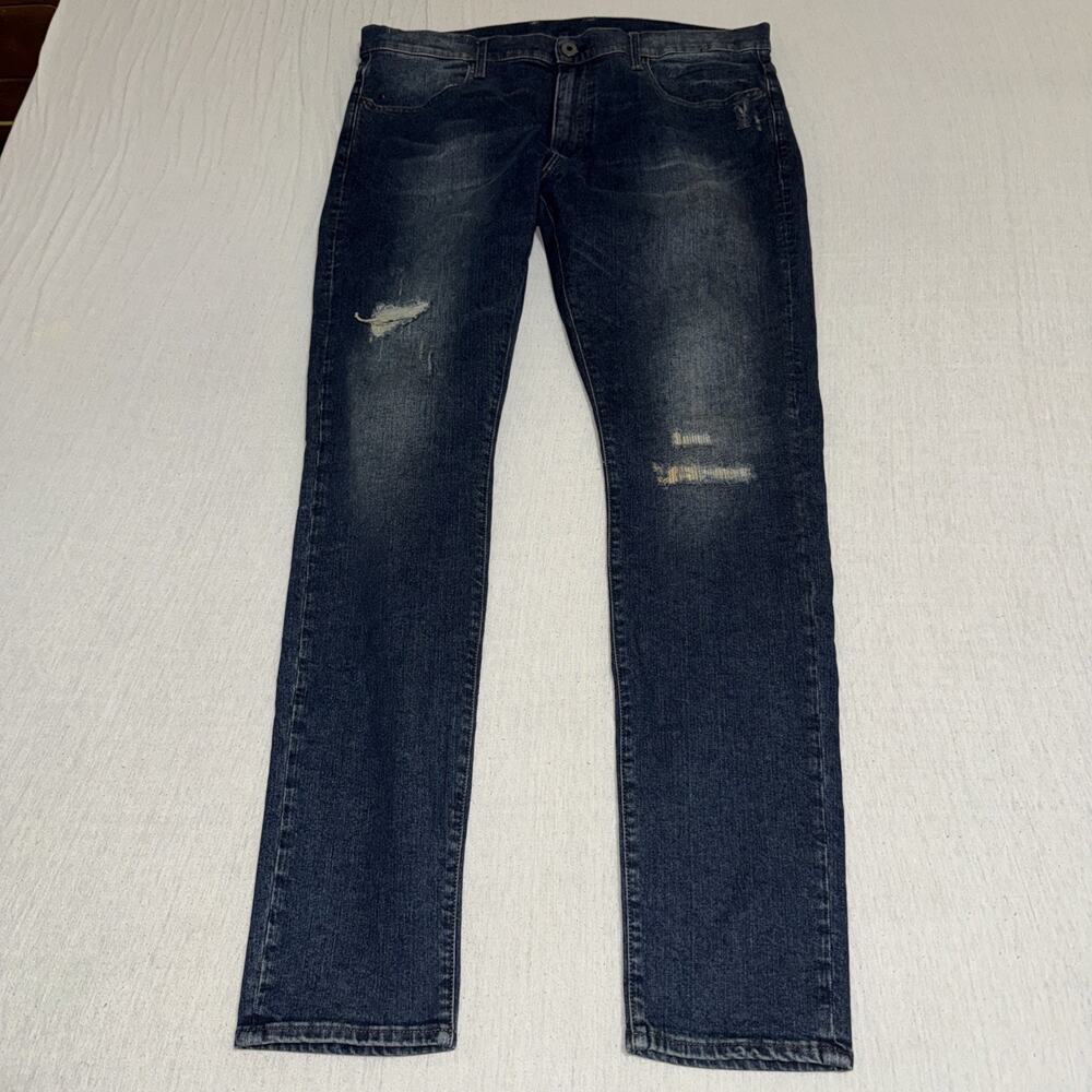 G-Star Raw Mens Revend Skinny Distressed Denim Skinny Jeans 38x34 EUC
